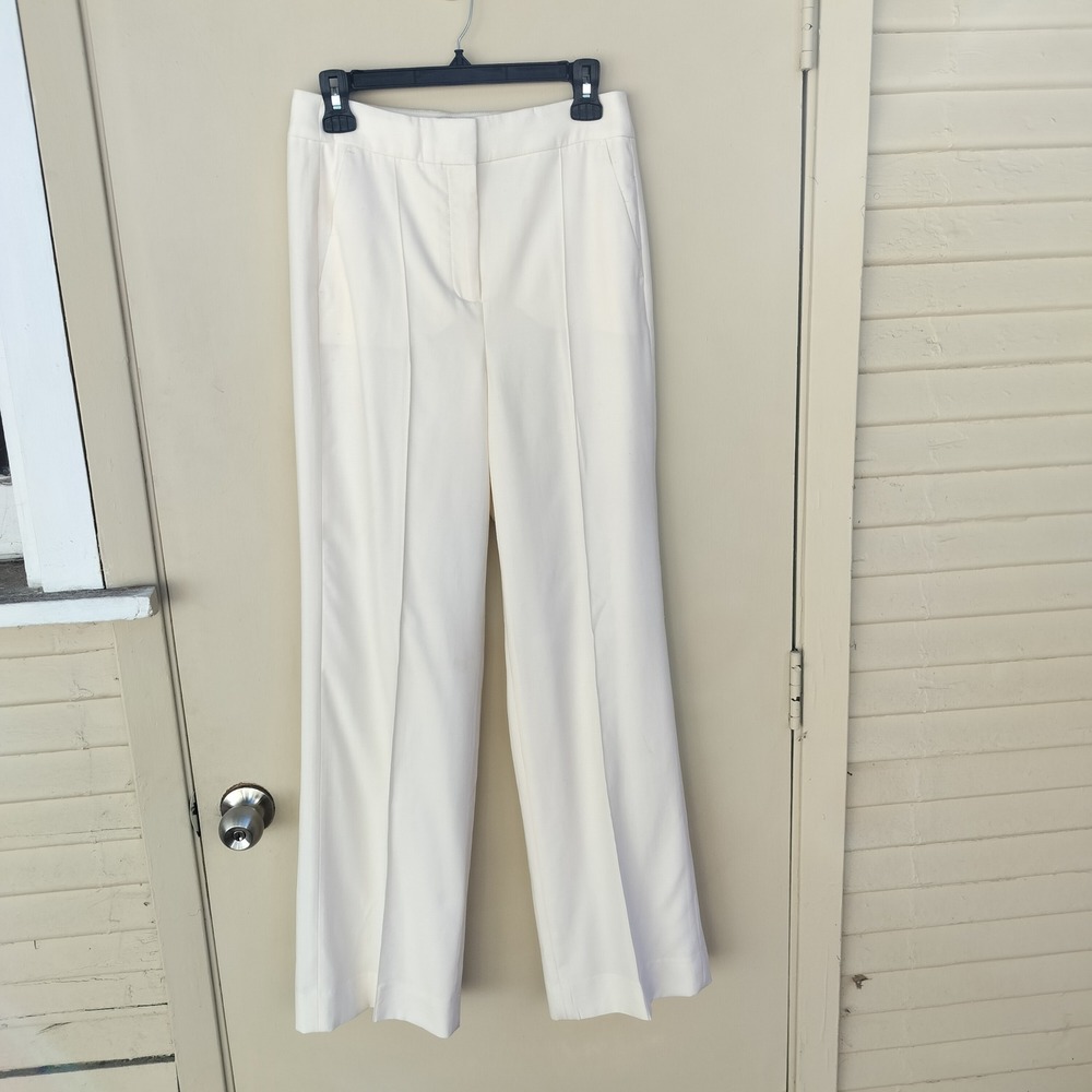 J.Crew Collection Tollegno 1900 Italian Wool Wide Leg Trousers Ivory Size 4